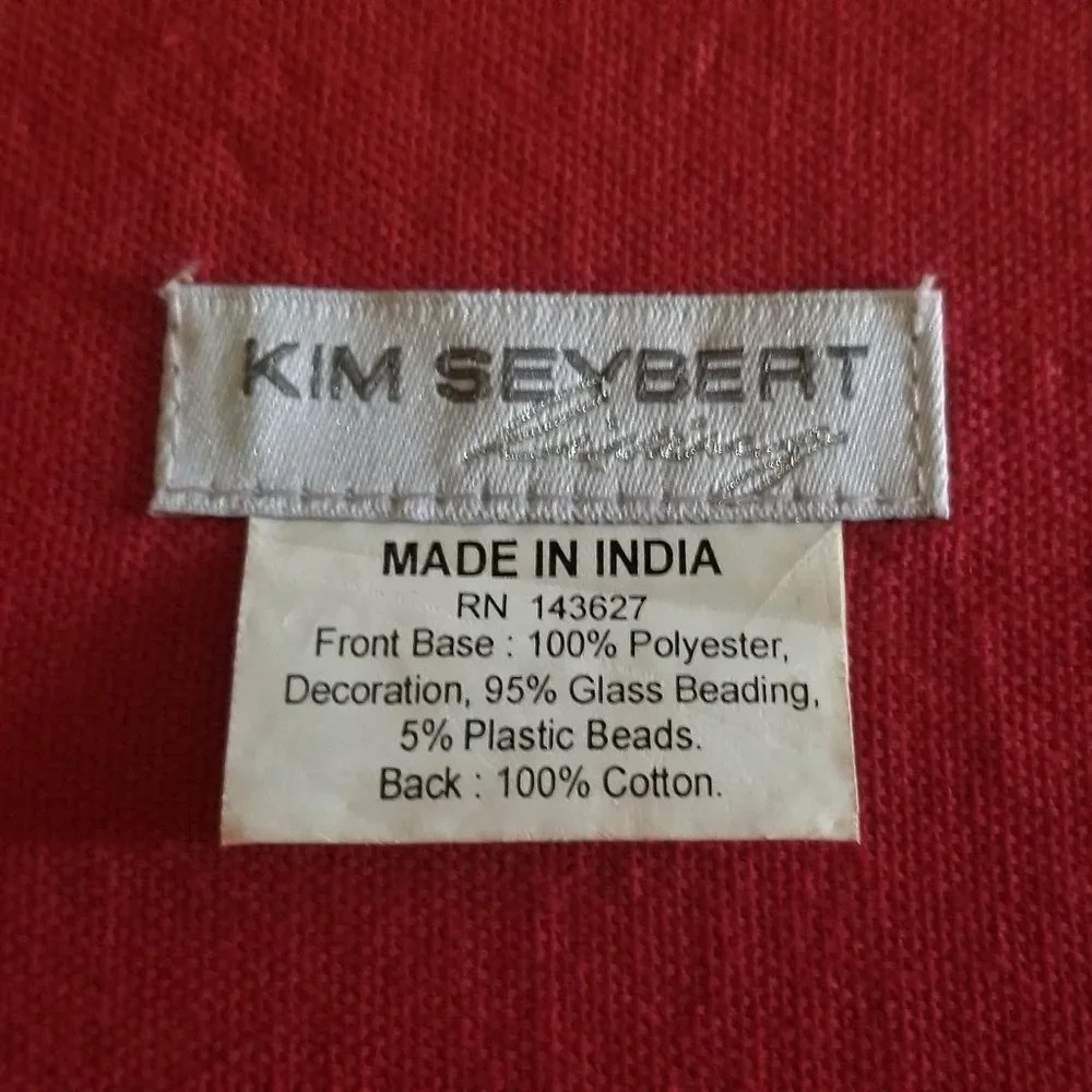 KIM SEYBERT RED CHRISTMAS HOLIDAY SCROLL BEADED 14